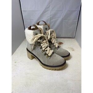Mi.iM Gray & white Chucky Heel Boots Size 6.5 Womens Shoes platform combat